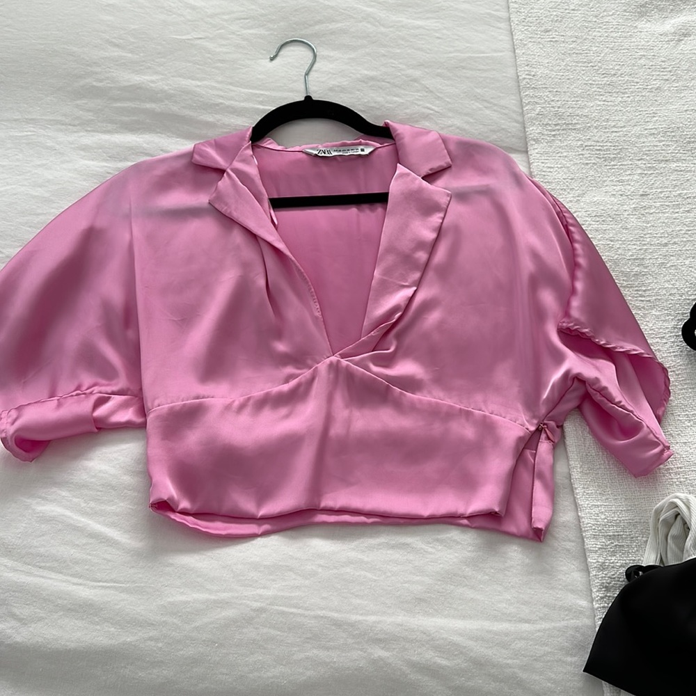 Pink silk zara top size xs
